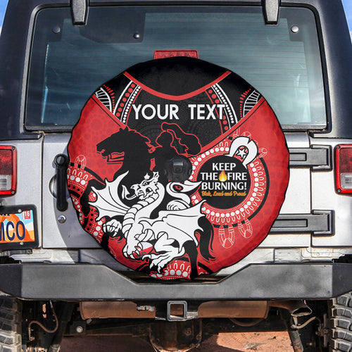 Custom NRL Dragons NAIDOC Week Spare Tire Cover Keep The Fire Burning Indigenous Art