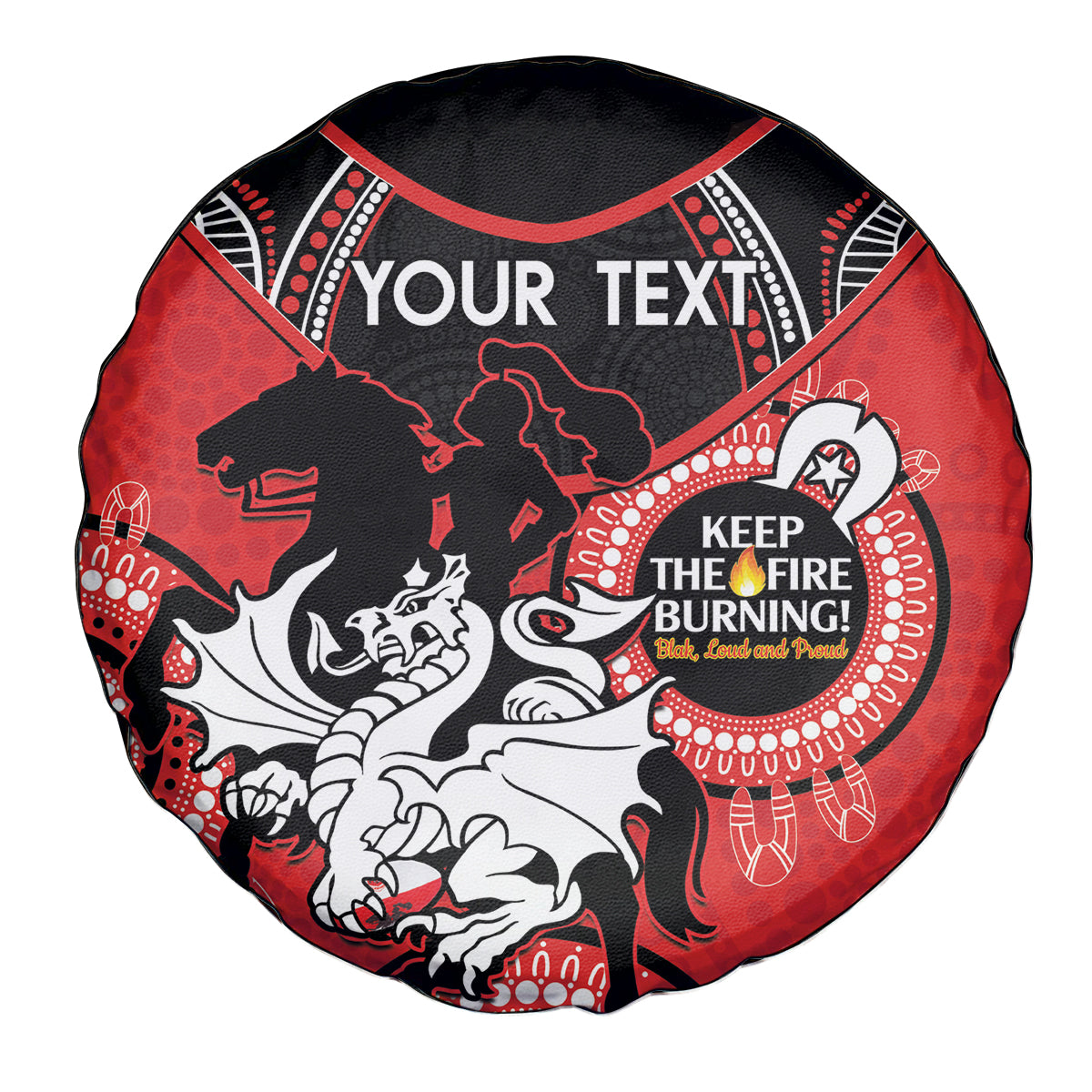 Custom NRL Dragons NAIDOC Week Spare Tire Cover Keep The Fire Burning Indigenous Art