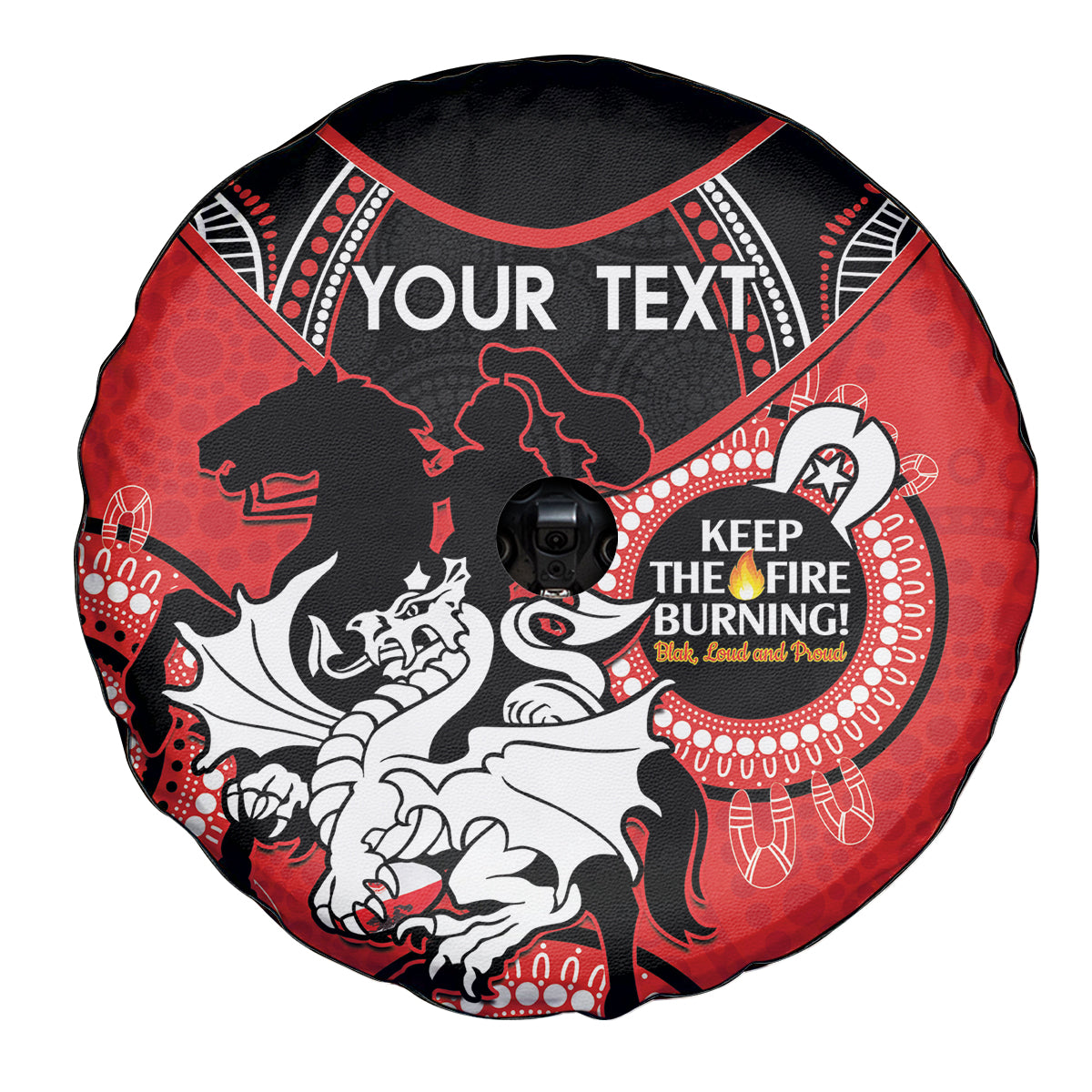 Custom NRL Dragons NAIDOC Week Spare Tire Cover Keep The Fire Burning Indigenous Art