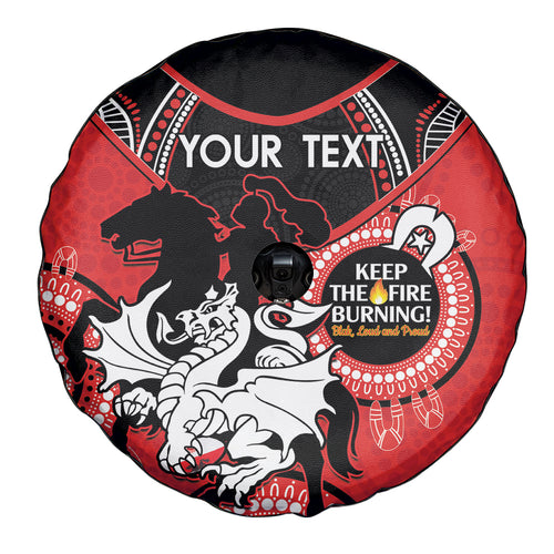 Custom NRL Dragons NAIDOC Week Spare Tire Cover Keep The Fire Burning Indigenous Art
