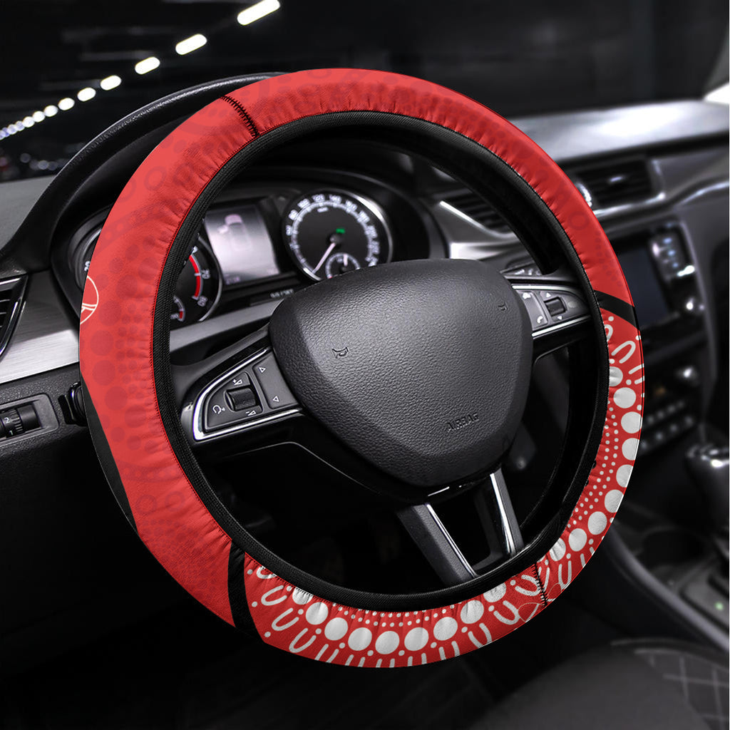 NRL Dragons NAIDOC Week Steering Wheel Cover Keep The Fire Burning Indigenous Art