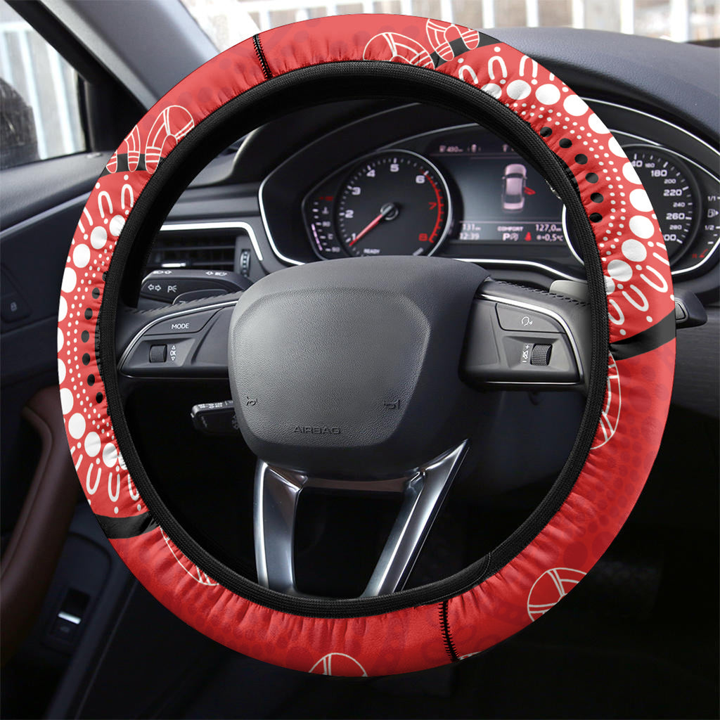 NRL Dragons NAIDOC Week Steering Wheel Cover Keep The Fire Burning Indigenous Art
