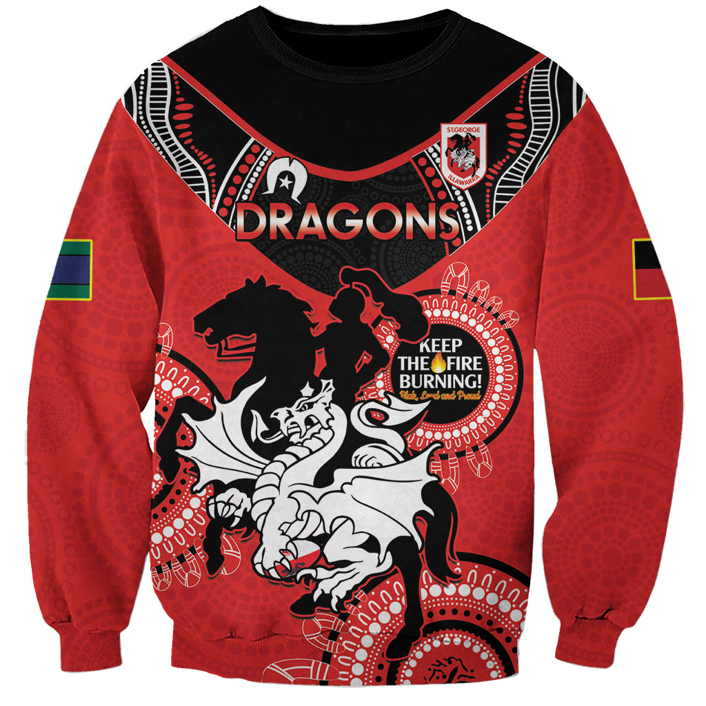 Custom NRL Dragons NAIDOC Week Sweatshirt Keep The Fire Burning Indigenous Art