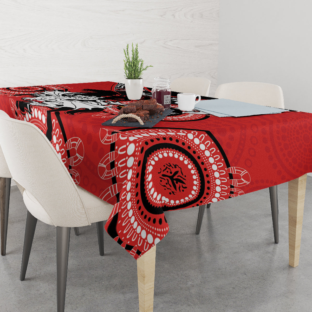 Custom NRL Dragons NAIDOC Week Tablecloth Keep The Fire Burning Indigenous Art