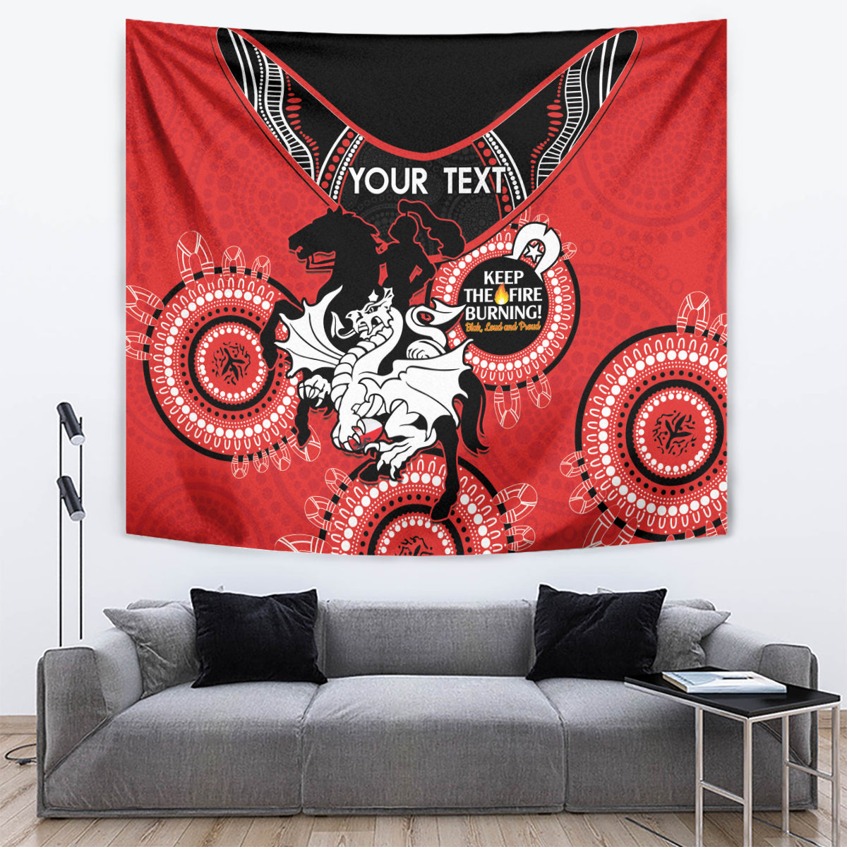 Custom NRL Dragons NAIDOC Week Tapestry Keep The Fire Burning Indigenous Art