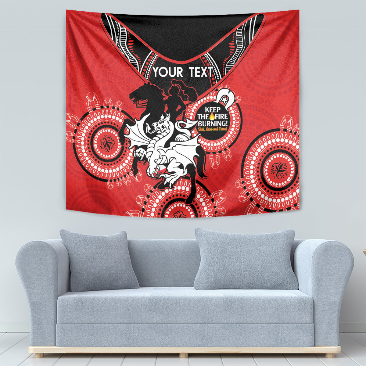 Custom NRL Dragons NAIDOC Week Tapestry Keep The Fire Burning Indigenous Art