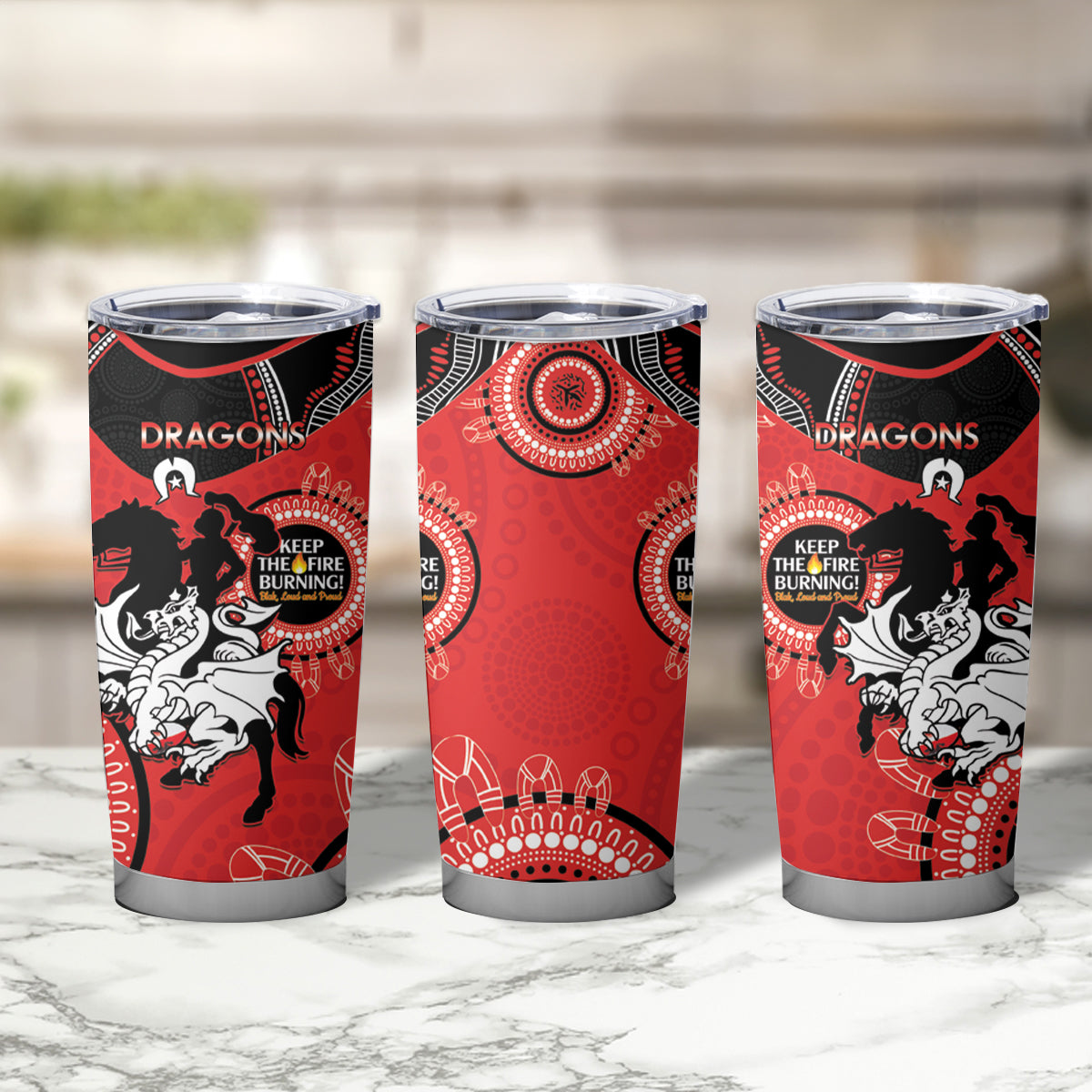 NRL Dragons NAIDOC Week Tumbler Cup Keep The Fire Burning Indigenous Art