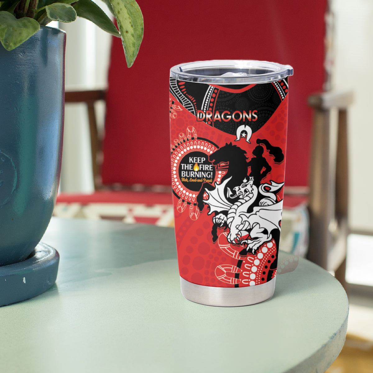 NRL Dragons NAIDOC Week Tumbler Cup Keep The Fire Burning Indigenous Art