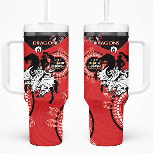 NRL Dragons NAIDOC Week Tumbler With Handle Keep The Fire Burning Indigenous Art