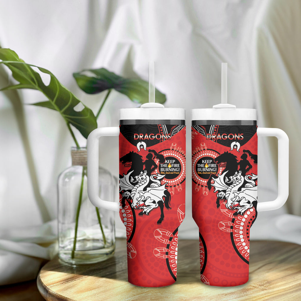 NRL Dragons NAIDOC Week Tumbler With Handle Keep The Fire Burning Indigenous Art