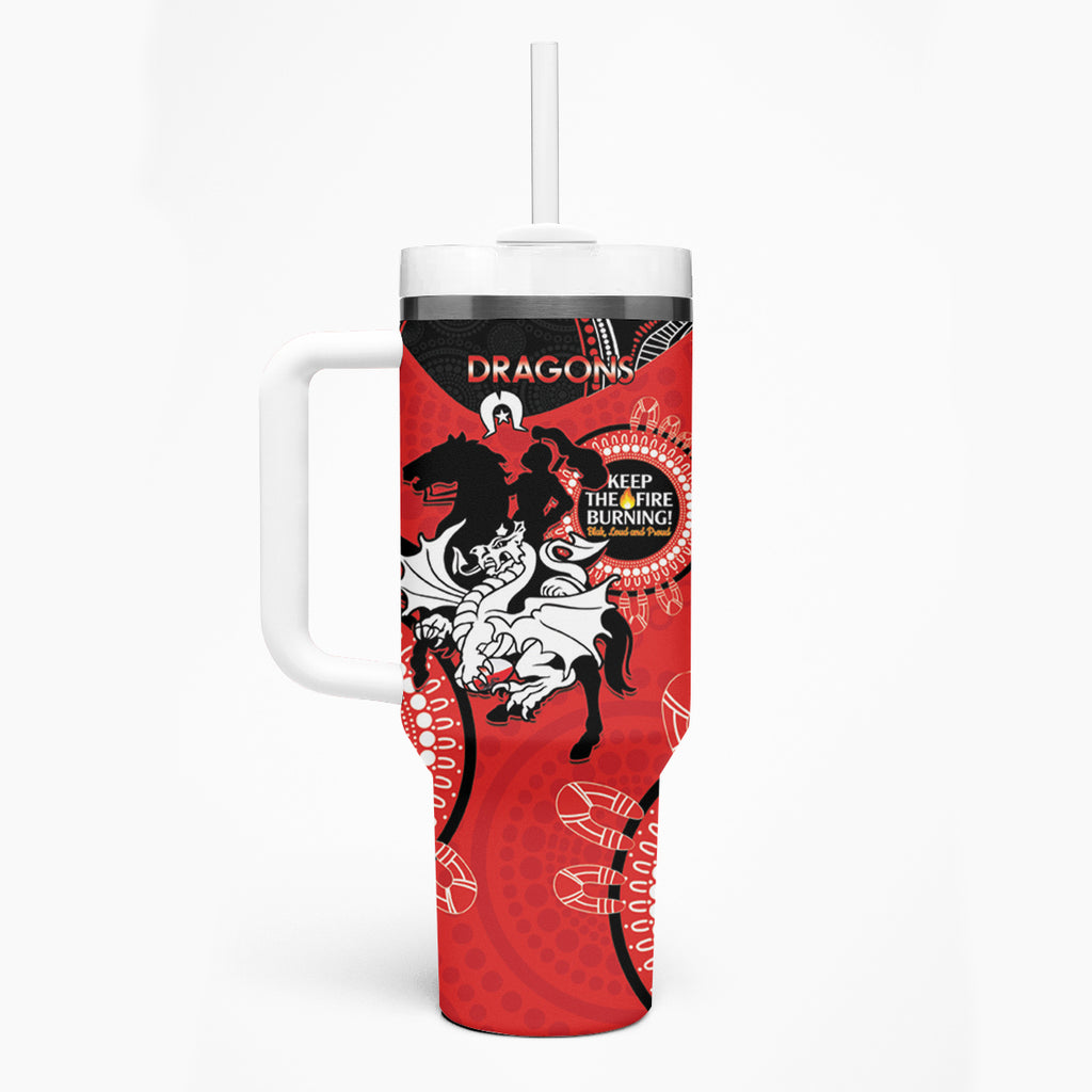 NRL Dragons NAIDOC Week Tumbler With Handle Keep The Fire Burning Indigenous Art