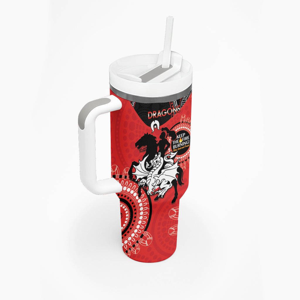 NRL Dragons NAIDOC Week Tumbler With Handle Keep The Fire Burning Indigenous Art