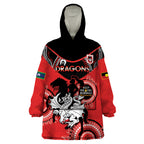 Custom NRL Dragons NAIDOC Week Wearable Blanket Hoodie Keep The Fire Burning Indigenous Art