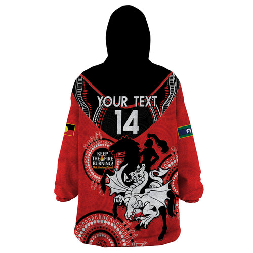Custom NRL Dragons NAIDOC Week Wearable Blanket Hoodie Keep The Fire Burning Indigenous Art