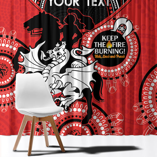 Custom NRL Dragons NAIDOC Week Window Curtain Keep The Fire Burning Indigenous Art
