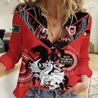 Custom NRL Dragons NAIDOC Week Women Casual Shirt Keep The Fire Burning Indigenous Art