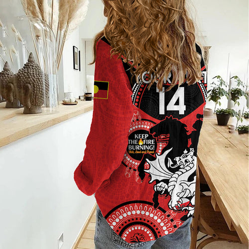 Custom NRL Dragons NAIDOC Week Women Casual Shirt Keep The Fire Burning Indigenous Art