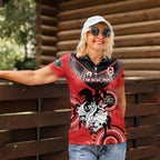 Custom NRL Dragons NAIDOC Week Women Polo Shirt Keep The Fire Burning Indigenous Art