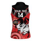 Custom NRL Dragons NAIDOC Week Women Sleeveless Polo Shirt Keep The Fire Burning Indigenous Art