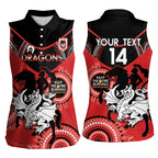 Custom NRL Dragons NAIDOC Week Women Sleeveless Polo Shirt Keep The Fire Burning Indigenous Art