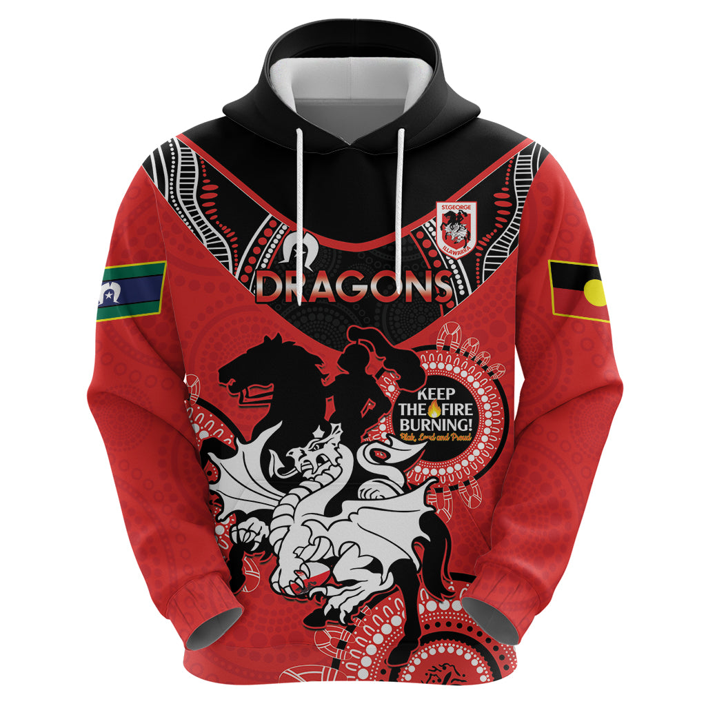 Custom NRL Dragons NAIDOC Week Zip Hoodie Keep The Fire Burning Indigenous Art