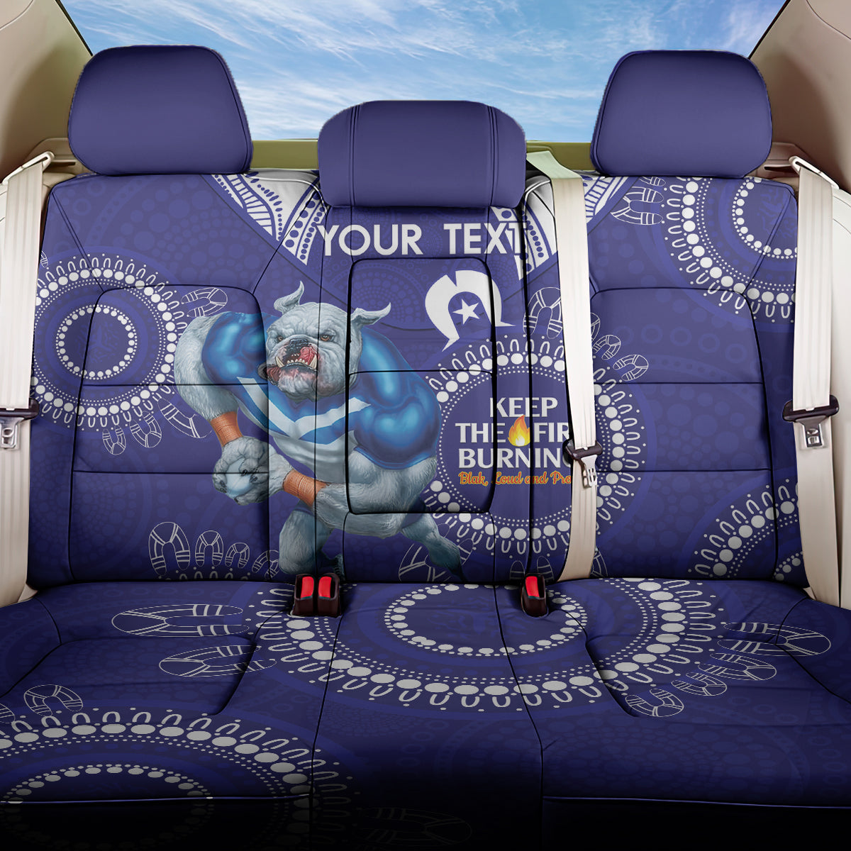 Custom NRL Bulldogs NAIDOC Week Back Car Seat Cover Keep The Fire Burning Indigenous Art