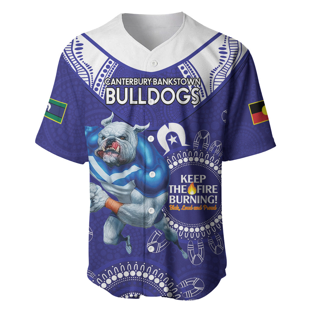 Custom NRL Bulldogs NAIDOC Week Baseball Jersey Keep The Fire Burning Indigenous Art