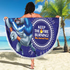 Custom NRL Bulldogs NAIDOC Week Beach Blanket Keep The Fire Burning Indigenous Art