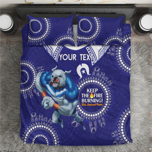 Custom NRL Bulldogs NAIDOC Week Bedding Set Keep The Fire Burning Indigenous Art