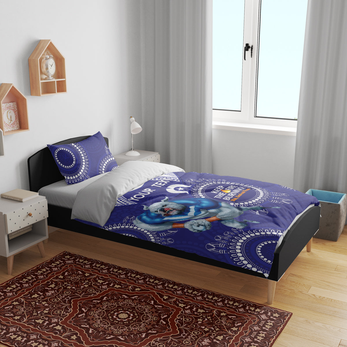 Custom NRL Bulldogs NAIDOC Week Bedding Set Keep The Fire Burning Indigenous Art