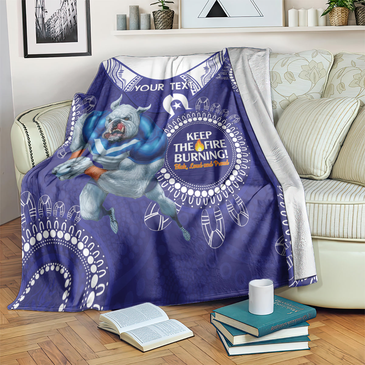 Custom NRL Bulldogs NAIDOC Week Blanket Keep The Fire Burning Indigenous Art