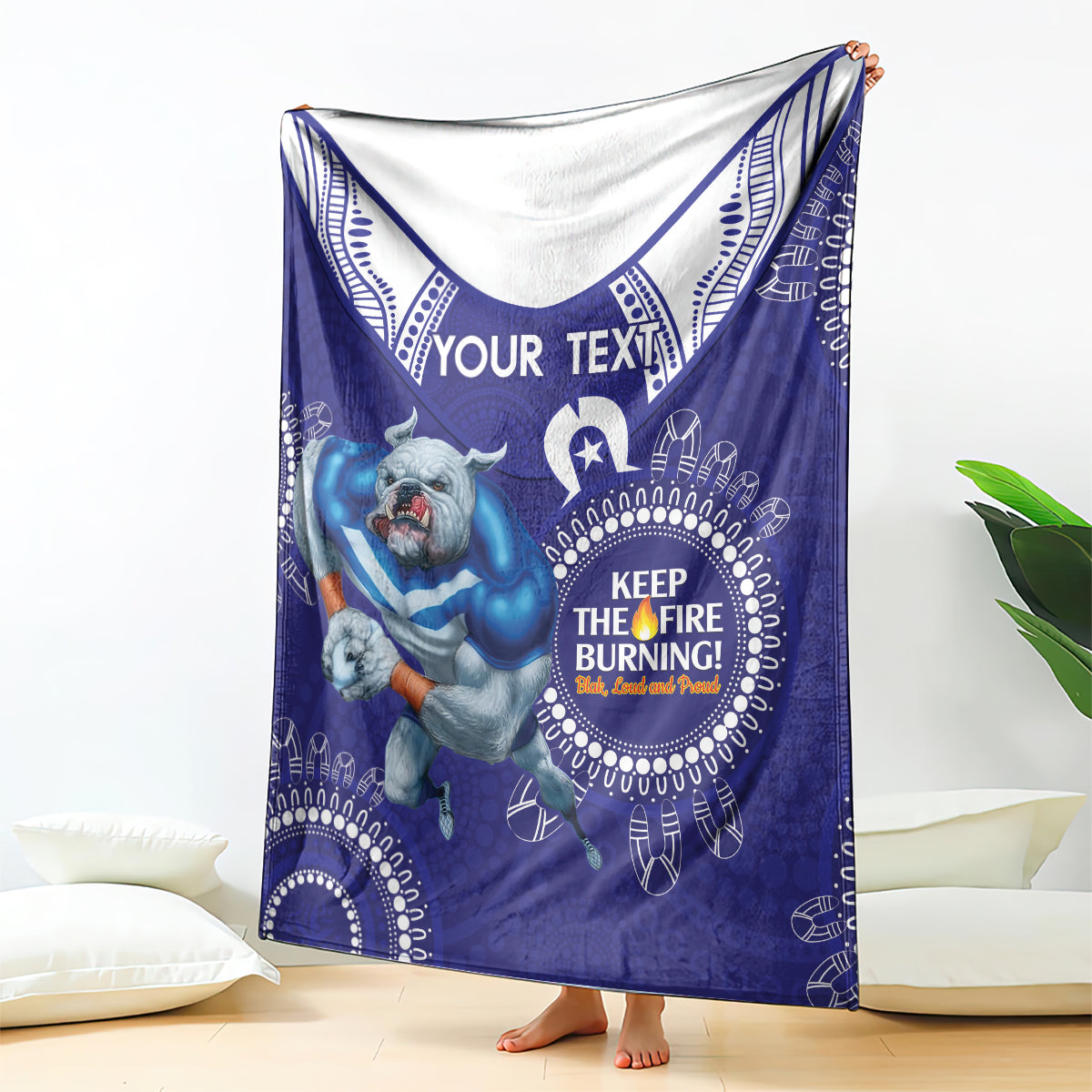 Custom NRL Bulldogs NAIDOC Week Blanket Keep The Fire Burning Indigenous Art