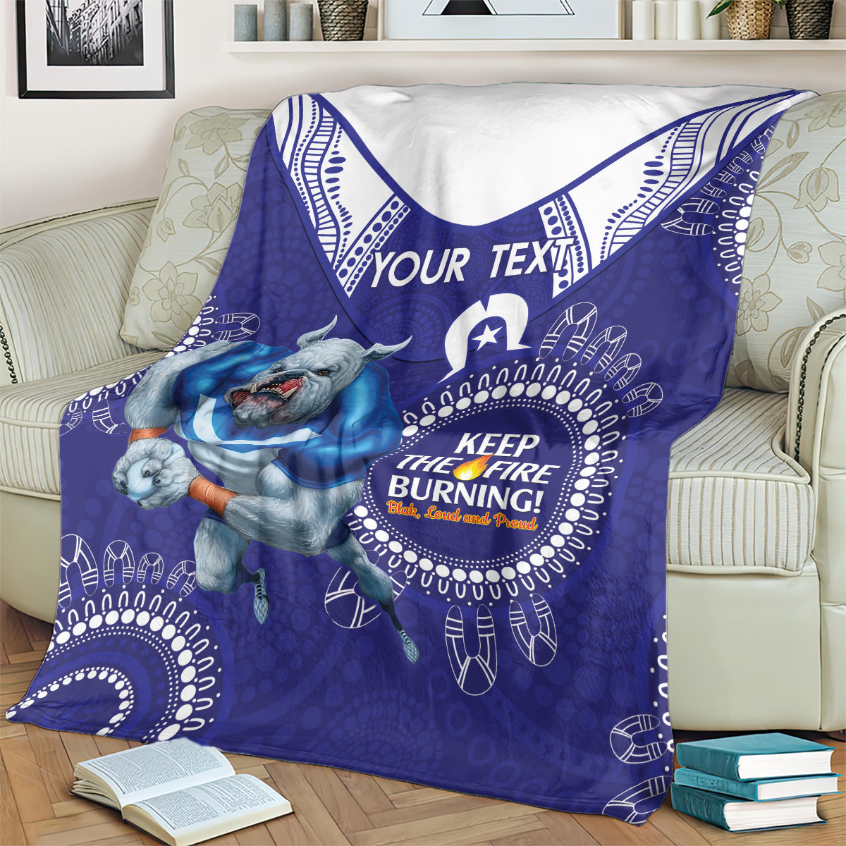 Custom NRL Bulldogs NAIDOC Week Blanket Keep The Fire Burning Indigenous Art
