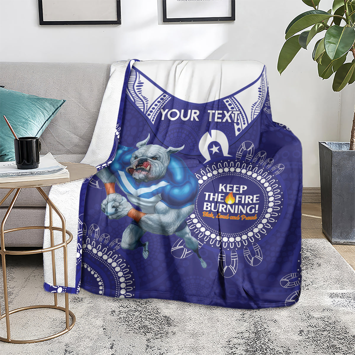 Custom NRL Bulldogs NAIDOC Week Blanket Keep The Fire Burning Indigenous Art