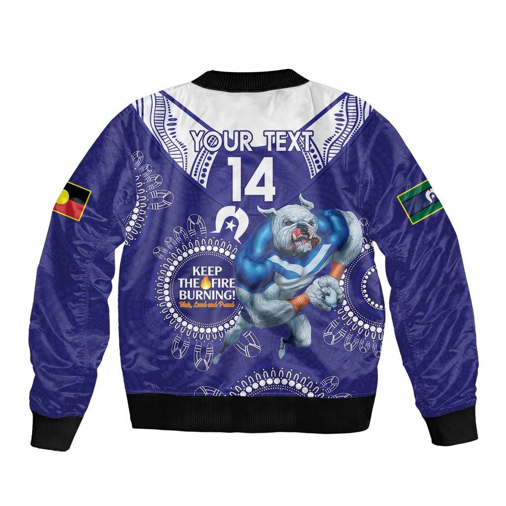 Custom NRL Bulldogs NAIDOC Week Bomber Jacket Keep The Fire Burning Indigenous Art