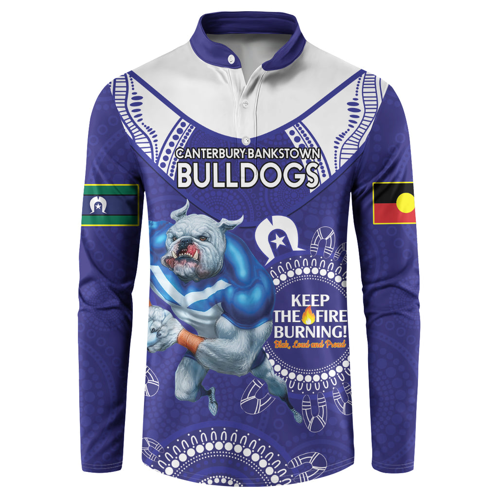 Custom NRL Bulldogs NAIDOC Week Button Sweatshirt Keep The Fire Burning Indigenous Art