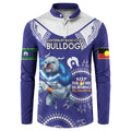 Custom NRL Bulldogs NAIDOC Week Button Sweatshirt Keep The Fire Burning Indigenous Art