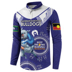 Custom NRL Bulldogs NAIDOC Week Button Sweatshirt Keep The Fire Burning Indigenous Art