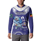 Custom NRL Bulldogs NAIDOC Week Button Sweatshirt Keep The Fire Burning Indigenous Art