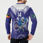 Custom NRL Bulldogs NAIDOC Week Button Sweatshirt Keep The Fire Burning Indigenous Art