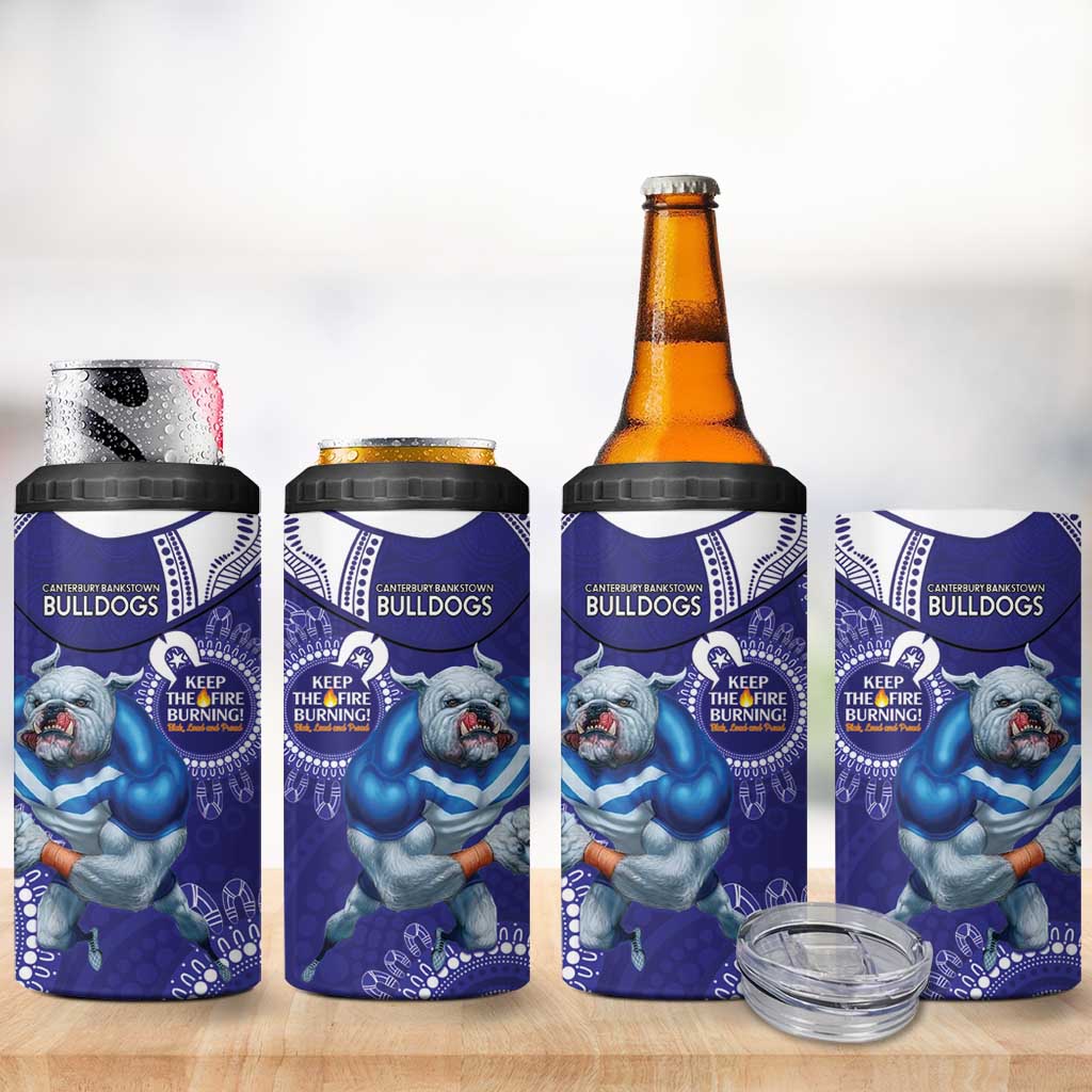NRL Bulldogs NAIDOC Week 4 in 1 Can Cooler Tumbler Keep The Fire Burning Indigenous Art
