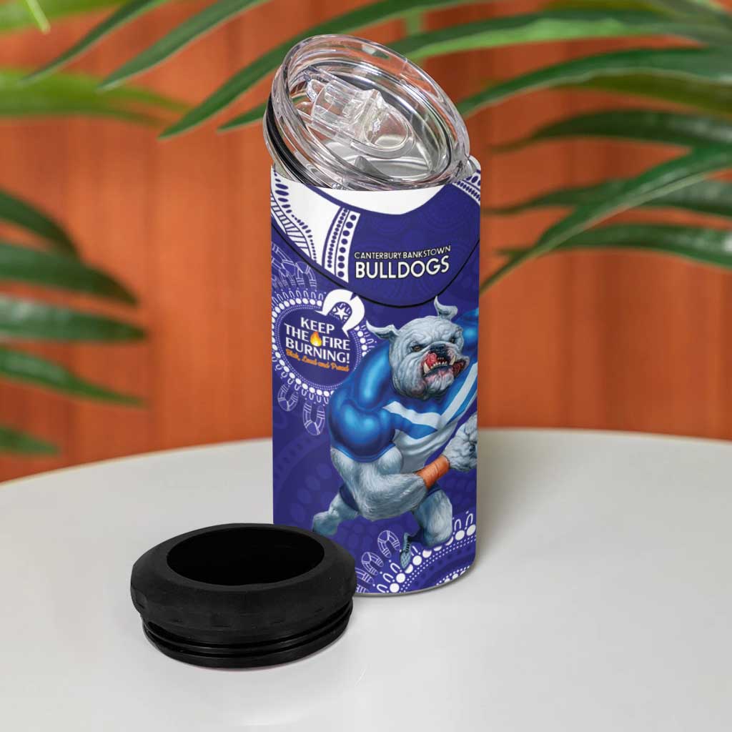 NRL Bulldogs NAIDOC Week 4 in 1 Can Cooler Tumbler Keep The Fire Burning Indigenous Art