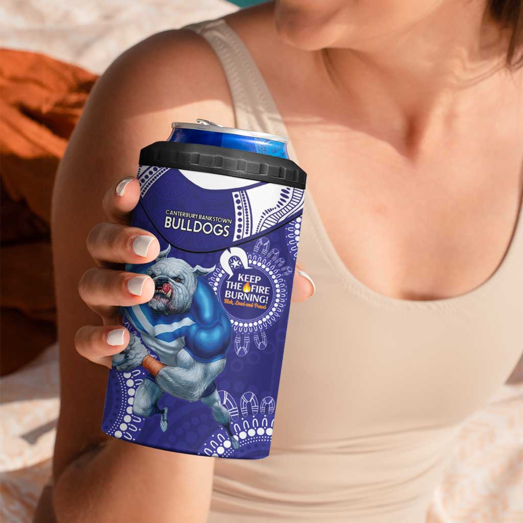 NRL Bulldogs NAIDOC Week 4 in 1 Can Cooler Tumbler Keep The Fire Burning Indigenous Art