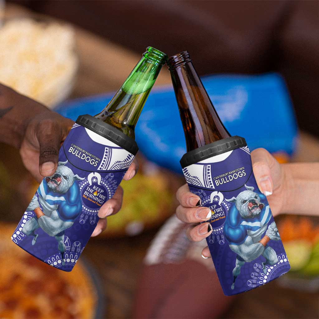 NRL Bulldogs NAIDOC Week 4 in 1 Can Cooler Tumbler Keep The Fire Burning Indigenous Art