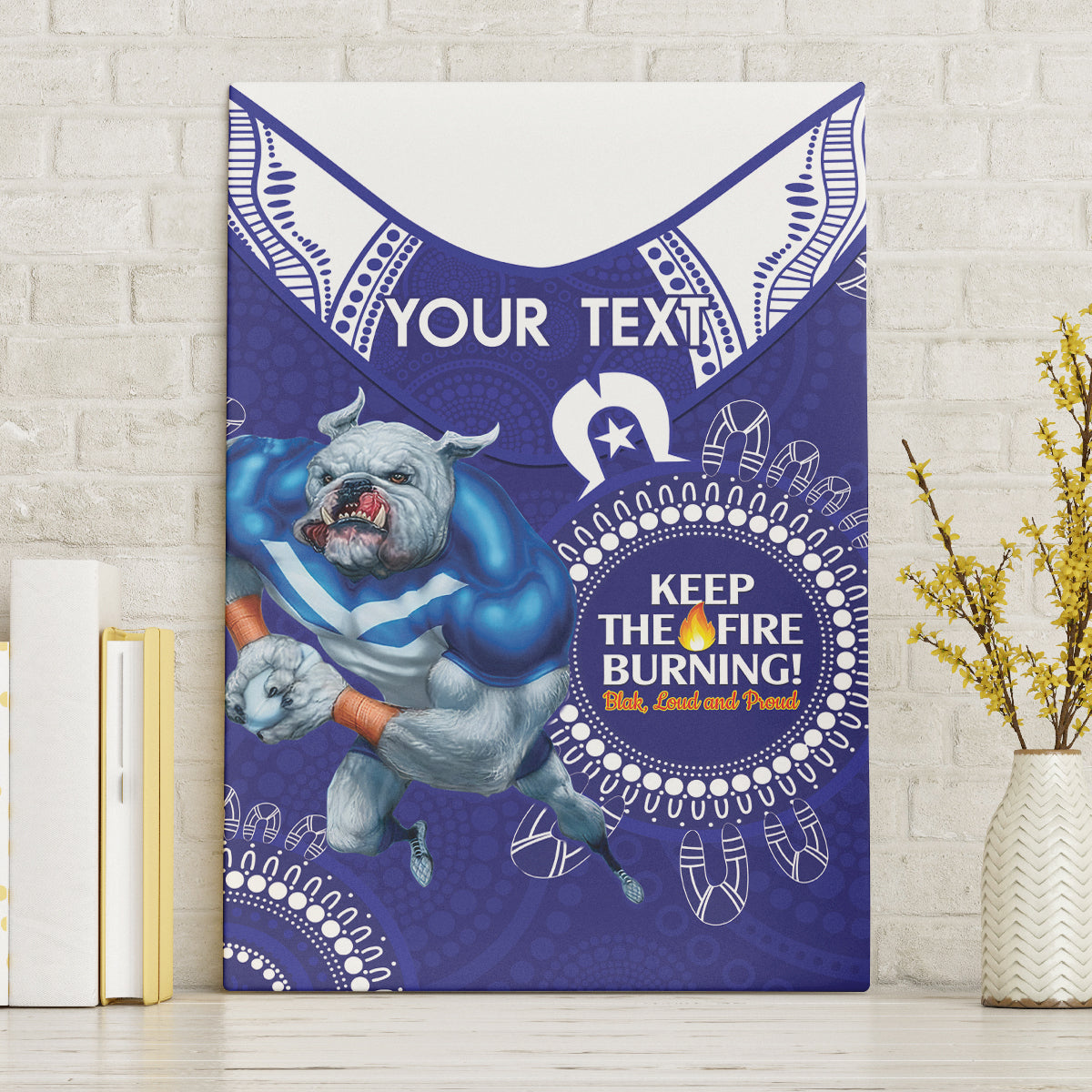 Custom NRL Bulldogs NAIDOC Week Canvas Wall Art Keep The Fire Burning Indigenous Art