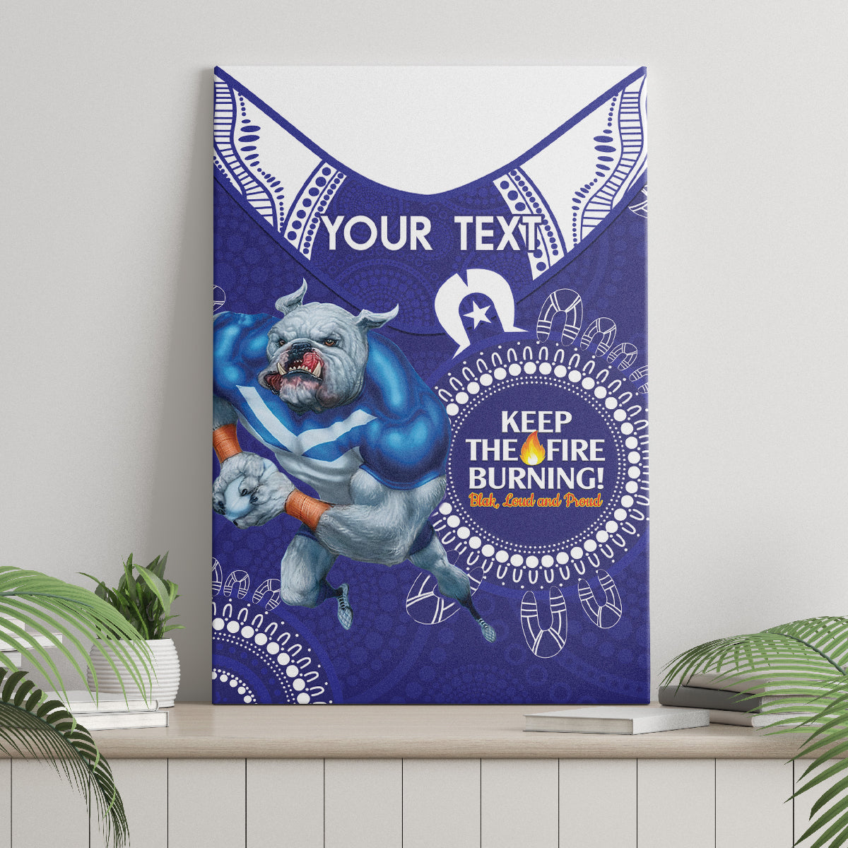 Custom NRL Bulldogs NAIDOC Week Canvas Wall Art Keep The Fire Burning Indigenous Art