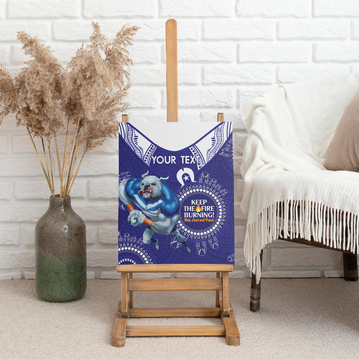 Custom NRL Bulldogs NAIDOC Week Canvas Wall Art Keep The Fire Burning Indigenous Art