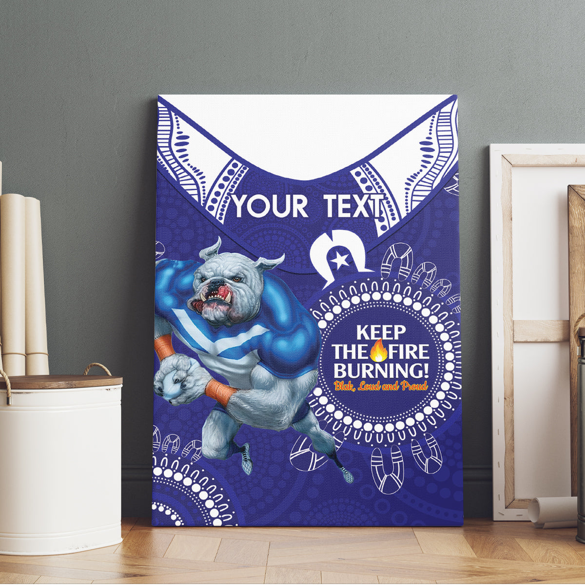 Custom NRL Bulldogs NAIDOC Week Canvas Wall Art Keep The Fire Burning Indigenous Art