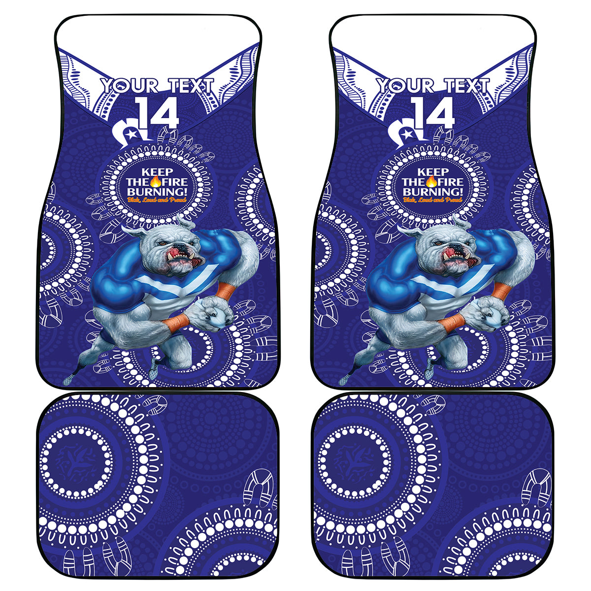 Custom NRL Bulldogs NAIDOC Week Car Mats Keep The Fire Burning Indigenous Art