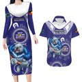 Custom NRL Bulldogs NAIDOC Week Couples Matching Long Sleeve Bodycon Dress and Hawaiian Shirt Keep The Fire Burning Indigenous Art